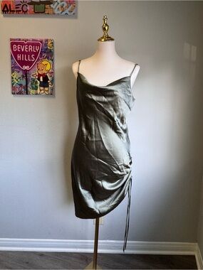 Forever 21 Olive Satin Cowl Mini Dress